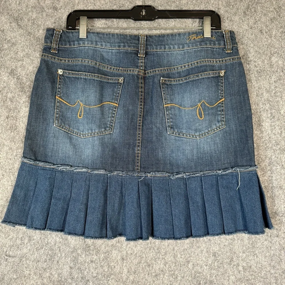 Vtg Y2k Jordache Denim Pleated Mini Skirt Juniors 11/12 Beaded Babydoll Bratz